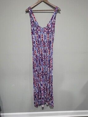 Loveappella Purple & Red Printed Sleeveless Maxi Dress Vacation Vacation Beach
